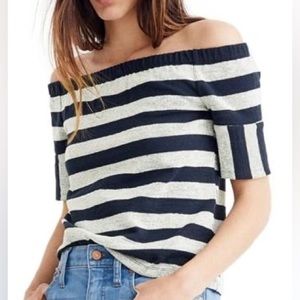 MADEWELL | Off the Shoulder Texture Top in Stripe